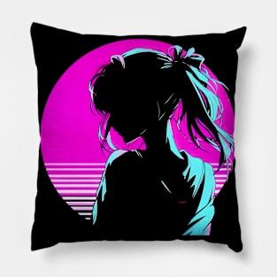 Aesthetic Anime girl Vintage-Retro Style Pillow