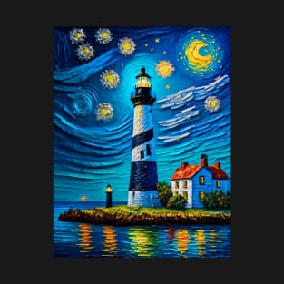 Key West Lighthouse in starry night T-Shirt