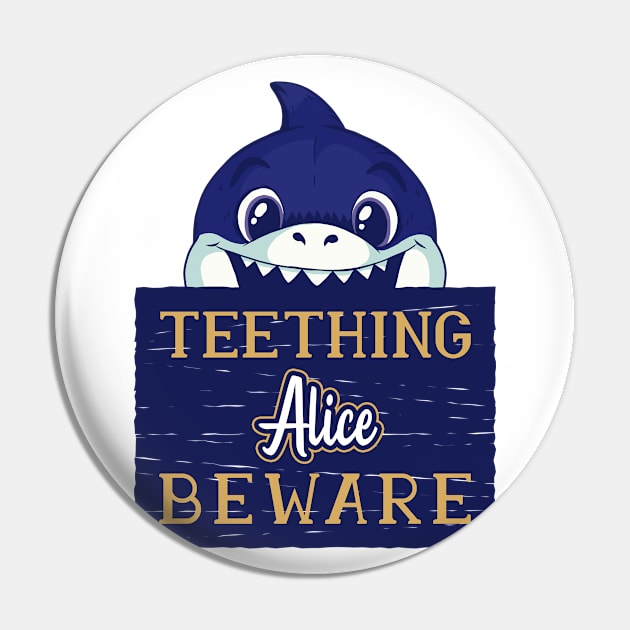 Alice - Funny Kids Shark - Personalized Gift Idea - Bambini Pin by Bambini