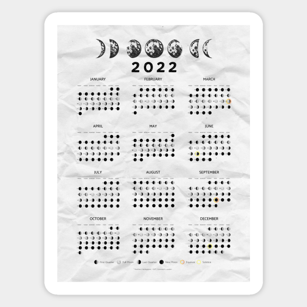 Moon Calendar 2022 - Moon Calendar 2022 - Sticker | Teepublic Uk