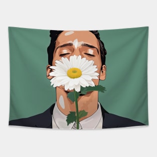 man smelling flower Tapestry