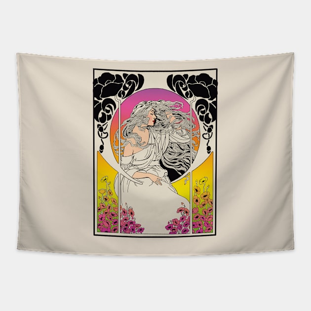 Art Deco Lady (cream) Tapestry by Soth Studio