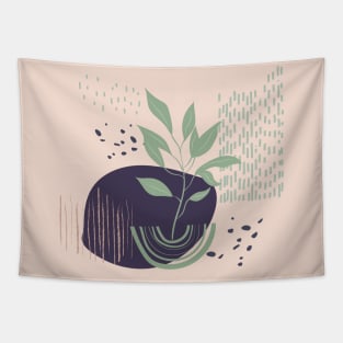 Abstract shapes lines and leaves digital design Tapestry