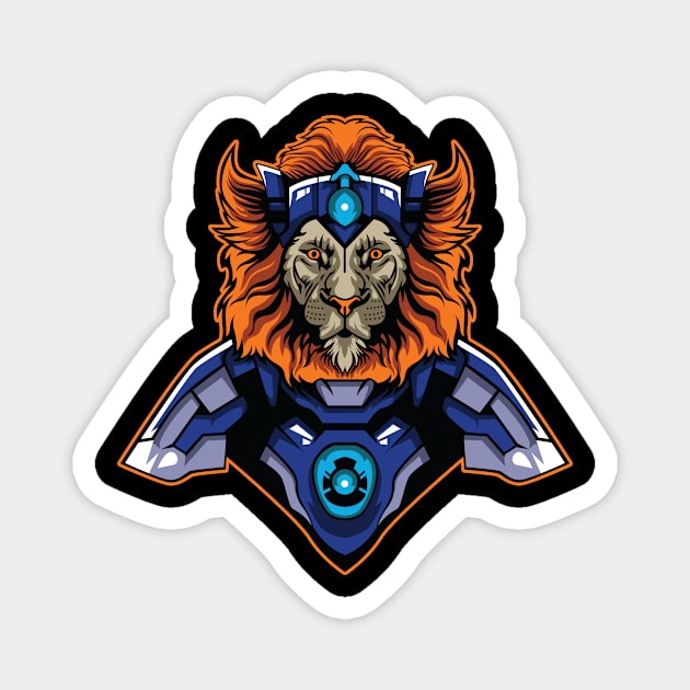 Lion cyborg illustration Magnet by OVA