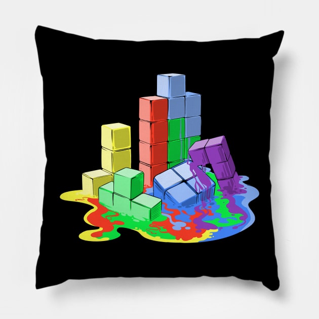 Melting Blocks Pillow by Zascanauta