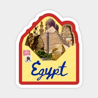 Egypt History in a Postcard Art Collage Magnet