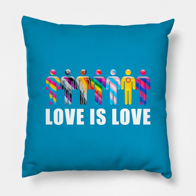 Love is Love with Men icons in LGTBQi+ flag colors Pillow by Visualisworld