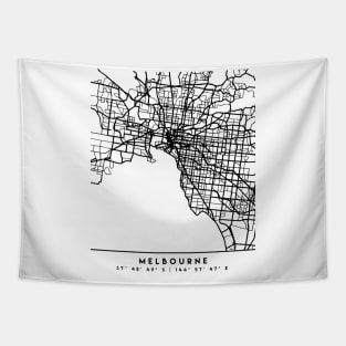 MELBOURNE AUSTRALIA BLACK CITY STREET MAP ART Tapestry