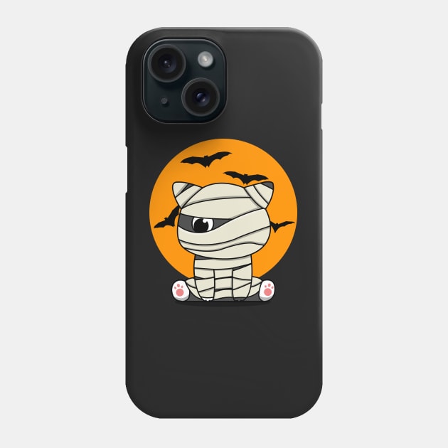 Halloween Mummy Cat Phone Case by Luna Illustration