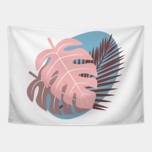Tropical Leaves in Pastel colors Tapestry