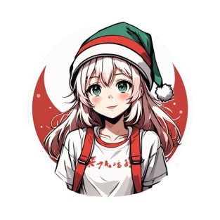 Silvered Haired Anime Girl wearing green hat T-Shirt