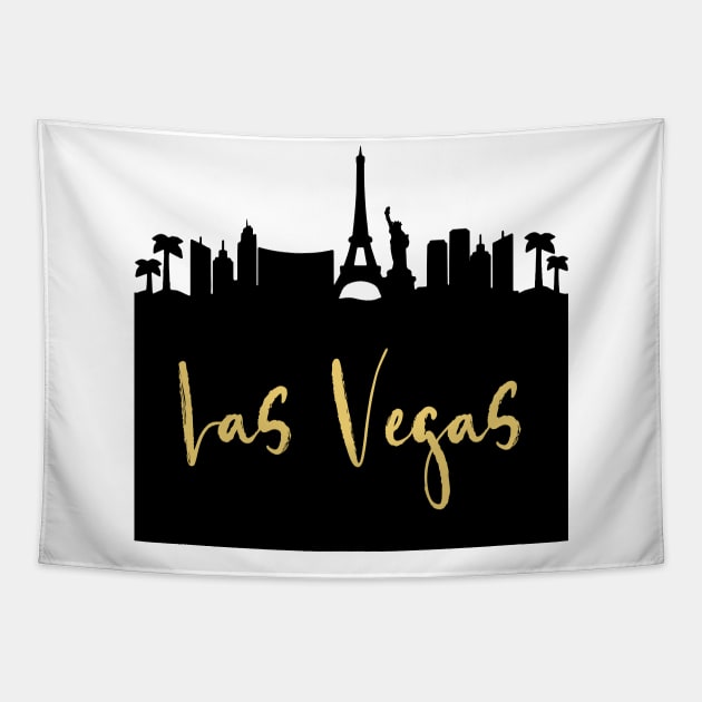 LAS VEGAS NEVADA DESIGNER SILHOUETTE SKYLINE ART Tapestry by deificusArt