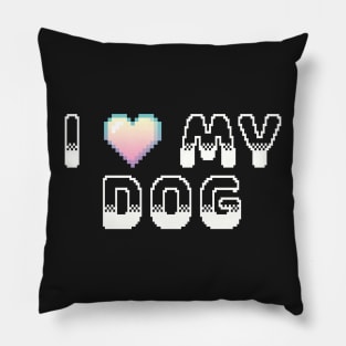 I Heart My Dog Video Game Graphic White Pillow