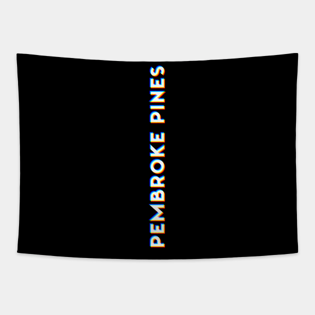 Pembroke Pines Florida CMYK Glitch Type Tapestry by Hashtagified