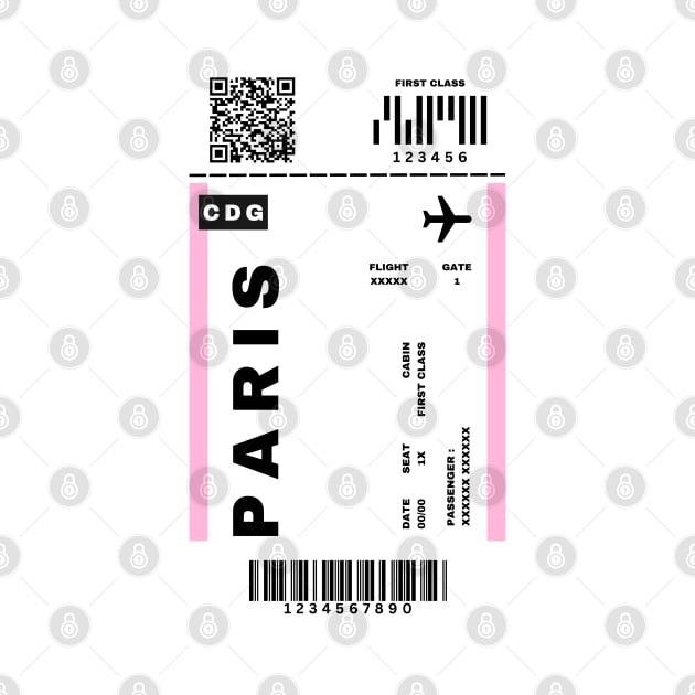 Paris Boarding Pass France Destination Ticket by Saraahdesign