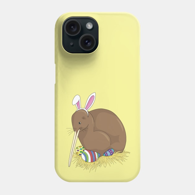 Kiwi Easter Bunny with Easter Egg Hunt Eggs Phone Case by Zennic Designs