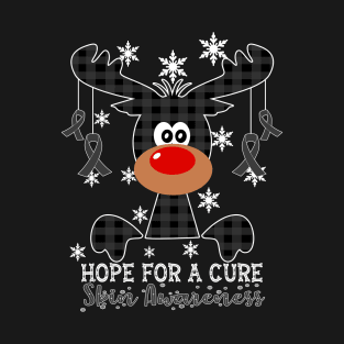 Reindeer Hope For A Cure Skin Awareness Christmas T-Shirt