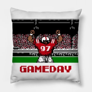 Red and White Football Gameday Retro 8 Bit Linebacker Pillow