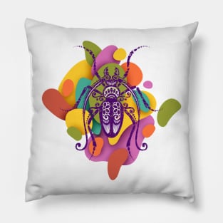 Print with Ornate Exotic Beetle Pillow