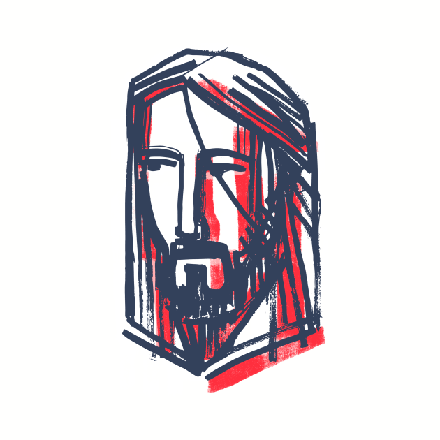 Jesus Christ face ink illustration by bernardojbp