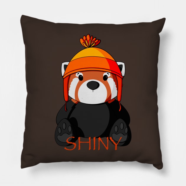 Shiny Red Panda Pillow by Alisha Ober Designs