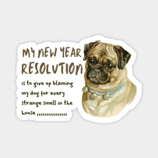 Funny Dog New Year Resolution Magnet