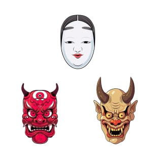 Japanese Elements Kabuki Mask Pack - Anime Stickers T-Shirt