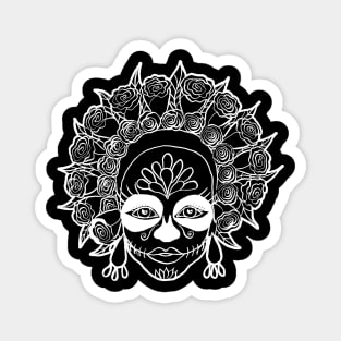 Día de Muertos - Sugar Skull Girl White Outline Magnet