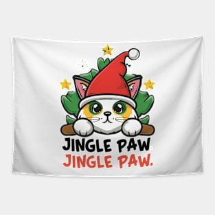 JINGLE PAW JINGLE PAW FUNNY CUTE chistmas cat Tapestry