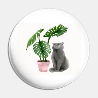 Happy Cat Monstera Pin