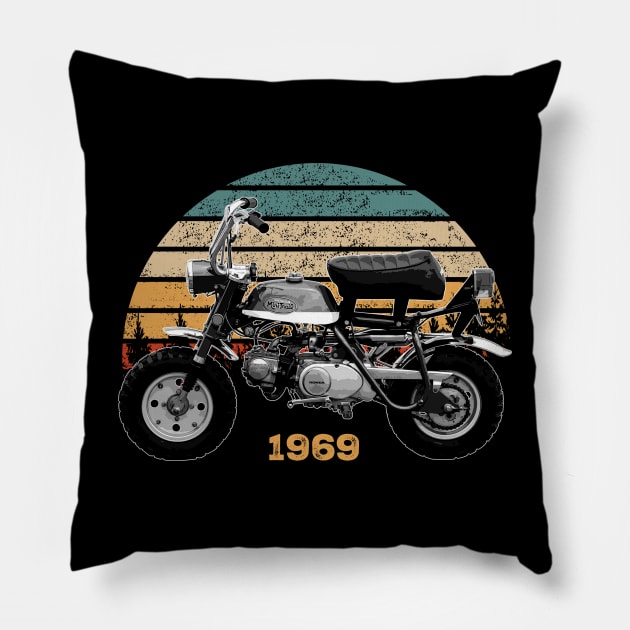 1969 Honda Z50A Monkey Bike Vintage Motorcycle Design Pillow by Madisen Harvey