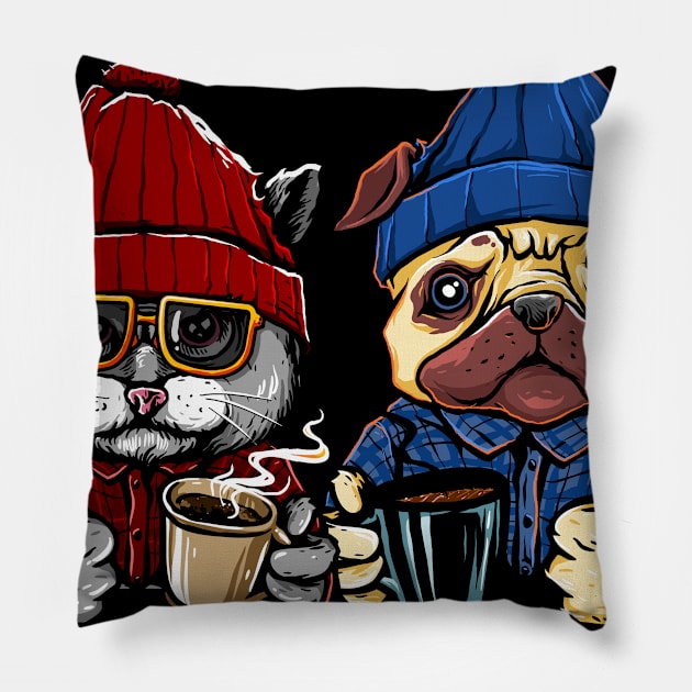 Quarantine Buddies Cat and Dog Pillow by AllWellia