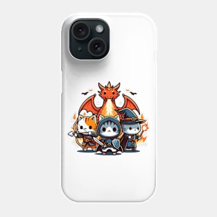 Cute Kawaii Funny RPG Fantasy World Board Game Cat Pet Lover Dragon Knight Archer Wizard Phone Case