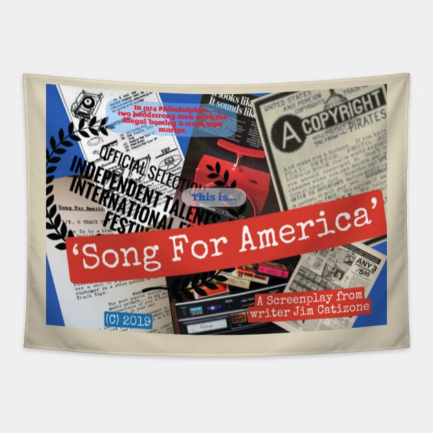 Song For America - 4 - Collage 2 - Modern Meets Retro Tapestry by Beanietown Media Designs