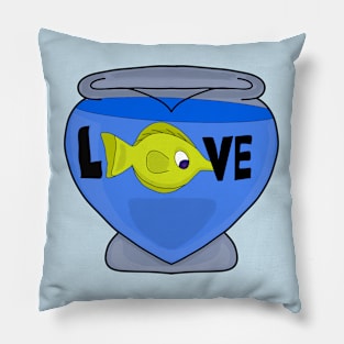 Fish Inside the Aquarium with Love Pillow