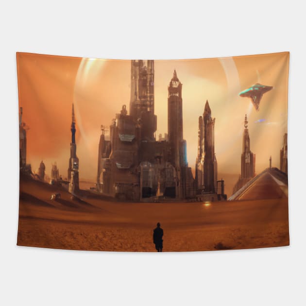 alien city Tapestry by ElectricPeacock
