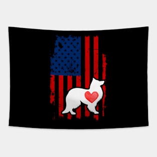 Sheltie Merica Usa American Flag Tapestry