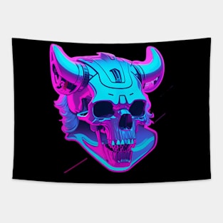 Purple neon Synthwave skull Tapestry