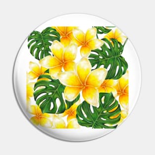 Plumeria with Monstera Leaves Pin