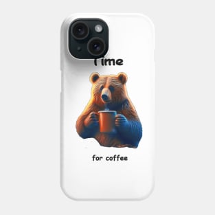 A bear is holding a steaming mug of coffee Phone Case