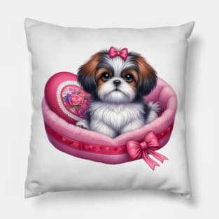 Valentine Shih Tzu Dog in Bed Pillow