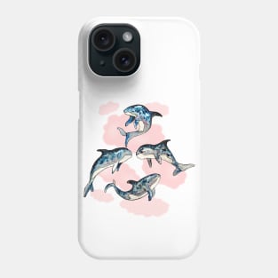 Killerwhales in pink sky Phone Case