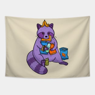 Trash panda eating snacks Tapestry