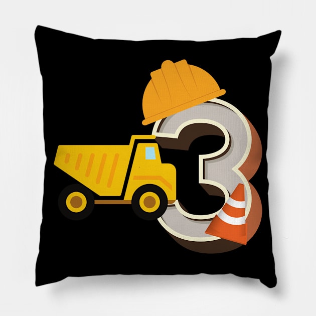 3rd Birthday Boy Construction Shirt Pillow by pmeekukkuk