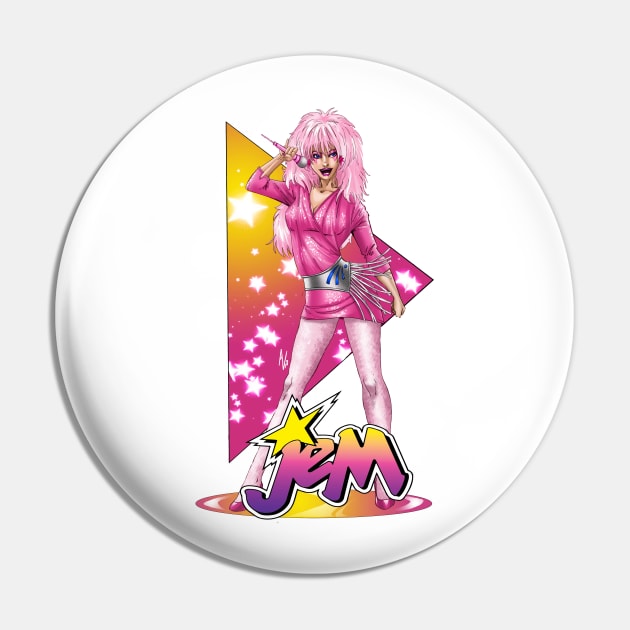 Jem with logo Pin by AV Art Studio