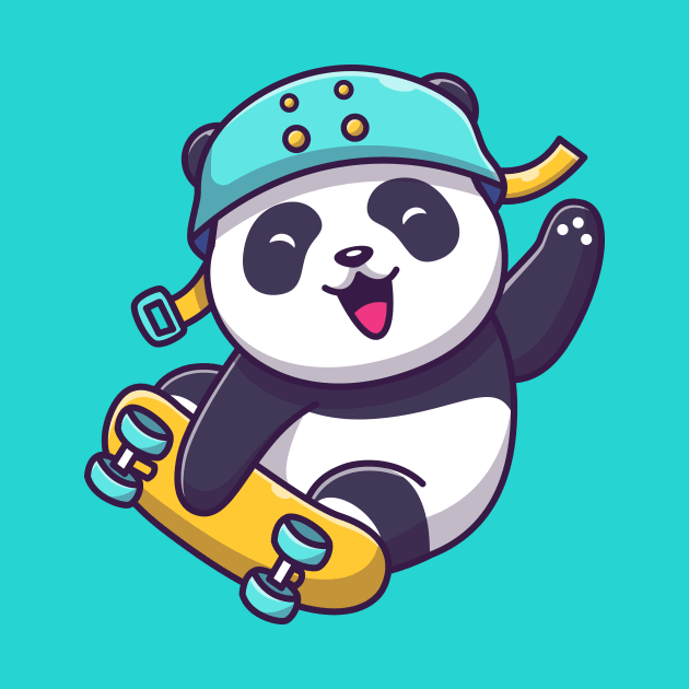 Cute Panda Playing Skateboard Cartoon by Catalyst Labs