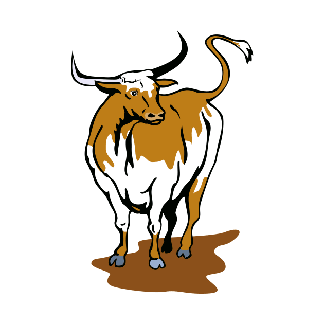 Texas Longhorn Bull Standing  Retro by retrovectors