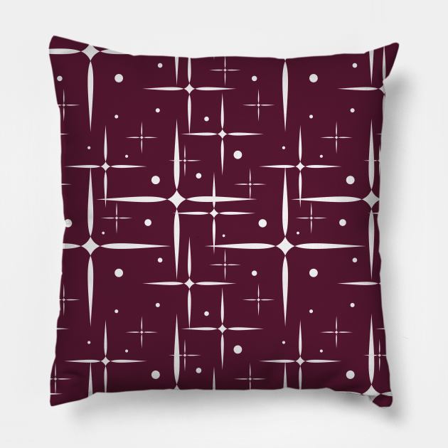 Maroon and white starry repeated design Pillow by ArtMorfic