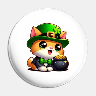 Cat Leprechauns With Pots of Gold - Stickers - Saint Patrick Pin