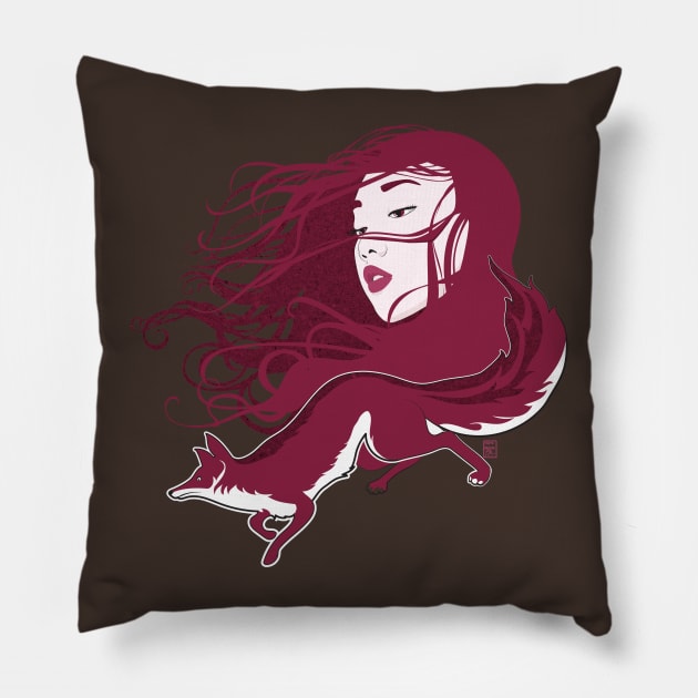Kitsune Pillow by Sirenarts